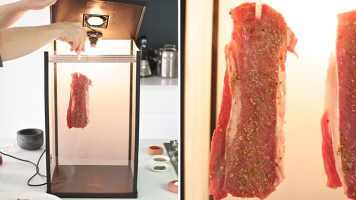Biltong in drying facility
