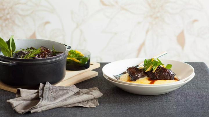 beef cheeks with cheesy polenta